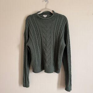 J. Crew Women’s Cable Knit Roll Neck Sweater Green Sz Medium